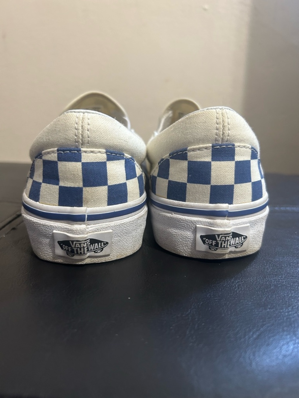 Vans Blue & White Checkerboard Classic Slip-On Shoes - Picture 2 of 4